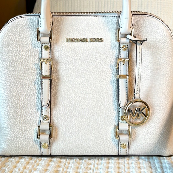 Michael Kors - Bedford Legacy Medium Pebbled Leather Dome Satchel Handbag - Picture 6 of 9